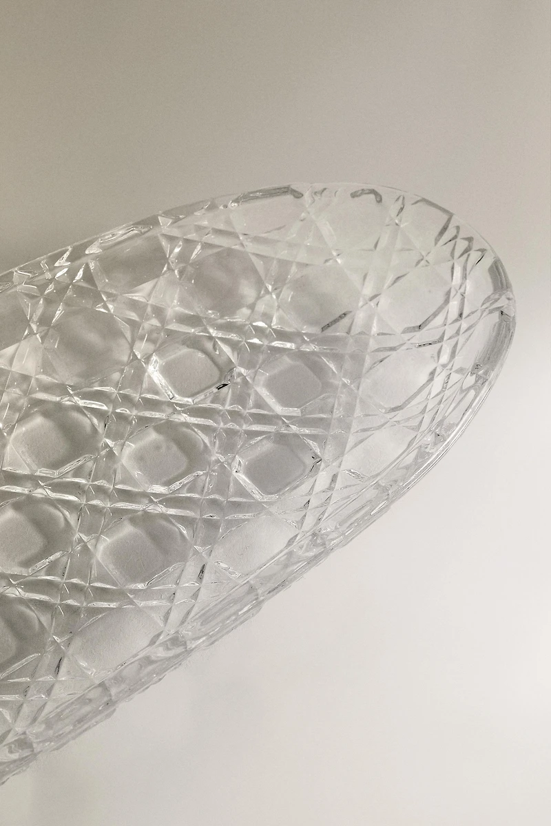 PLAT OVALE VERRE RELIEF
