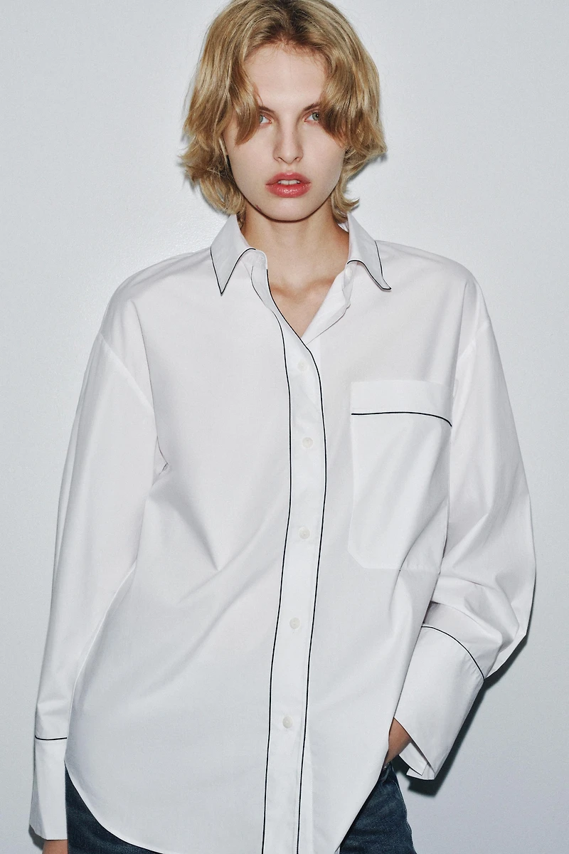 ZW COLLECTION CONTRAST POPLIN SHIRT