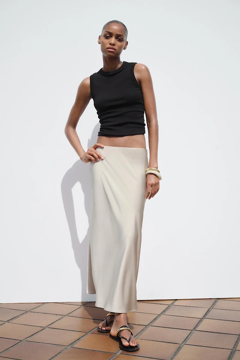 SATIN MIDI SKIRT