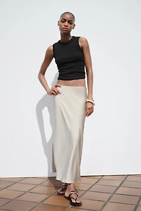 SATIN MIDI SKIRT