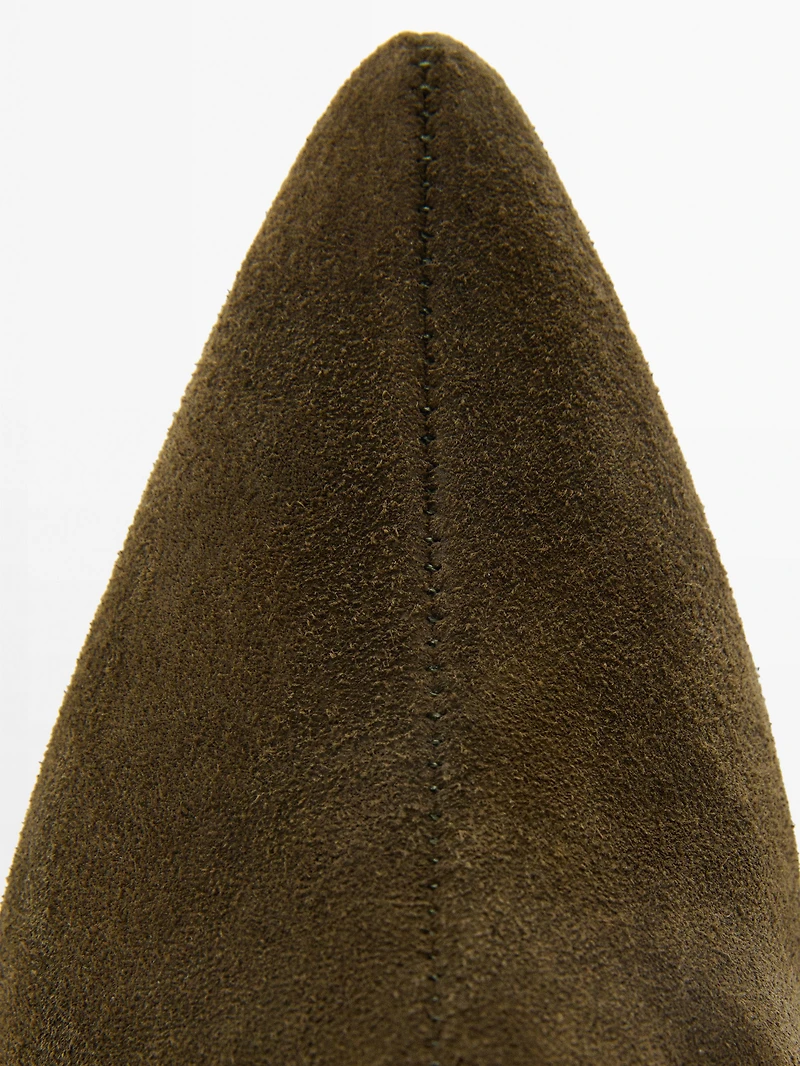 Split suede heeled ankle boots