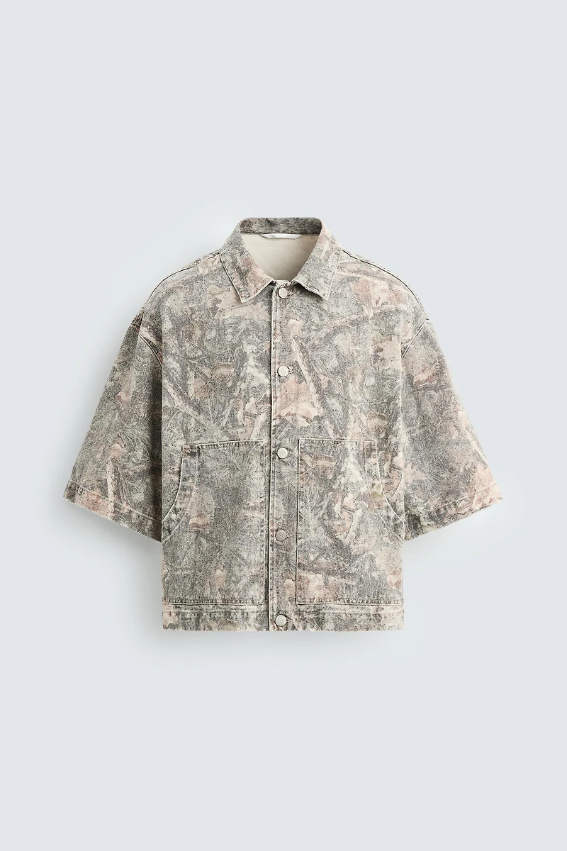 WASHED ABSTRACT PRINT OVERSHIRT