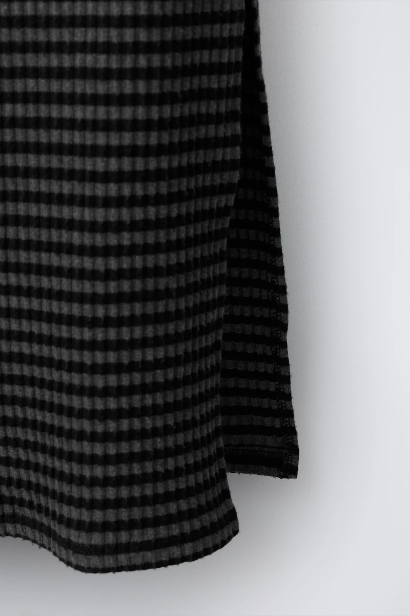 STRIPED TEXTURED MIDI SKIRT