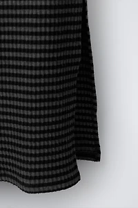 STRIPED TEXTURED MIDI SKIRT