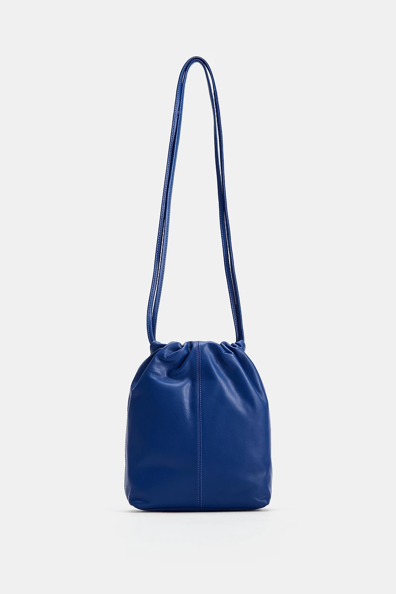 LEATHER DRAWSTRING CROSSBODY BAG