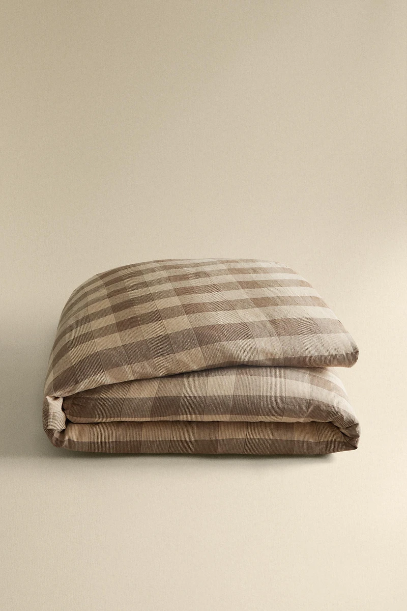 LINEN CHECK DUVET COVER