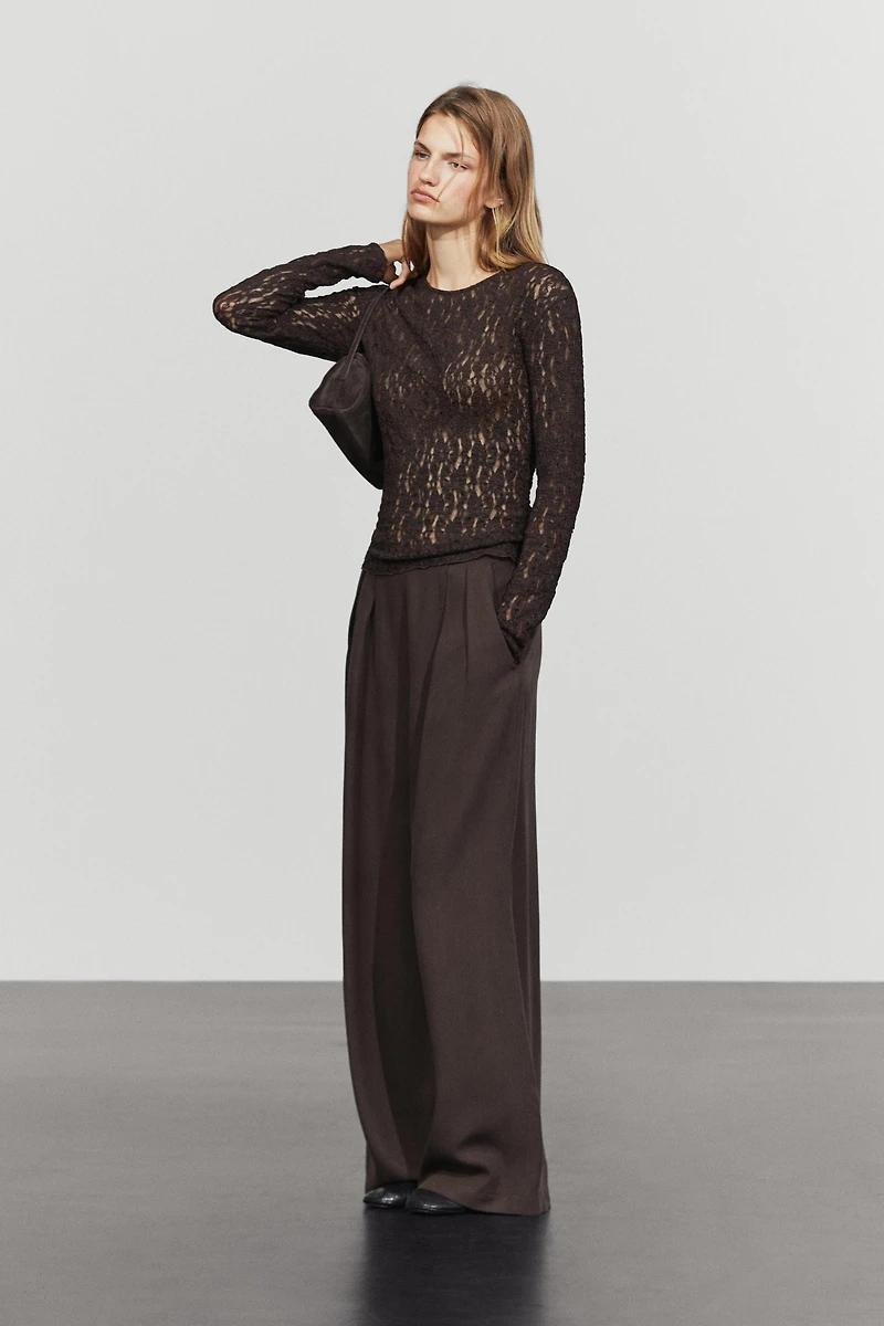 Long sleeve lace detail T-shirt