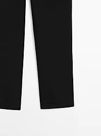 Straight-leg cotton blend trousers
