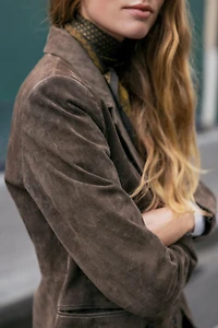 100% LEATHER DOUBLE BREASTED BLAZER