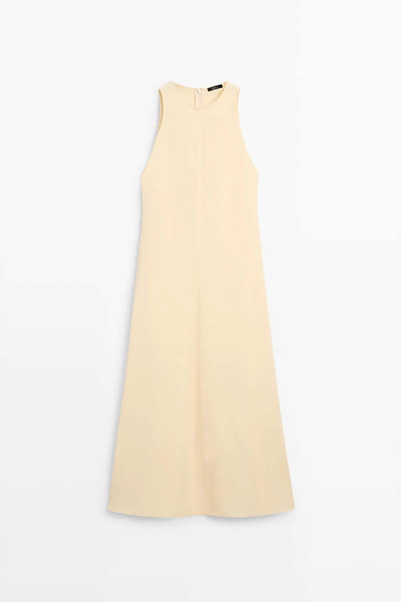 Flowing linen halter midi dress