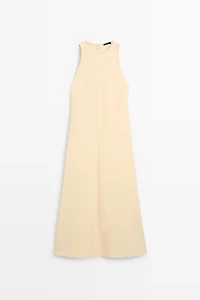 Flowing linen halter midi dress