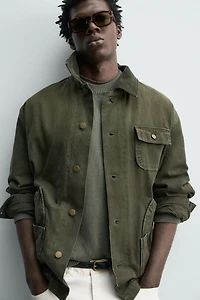 BLOUSON DÉLAVÉ COL COMBINÉ