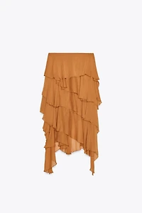 ZW COLLECTION ASYMMETRIC RUFFLED MIDI SKIRT