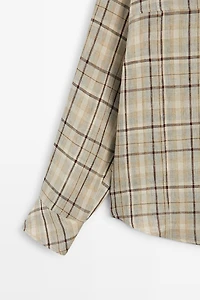 100% linen check shirt with snap buttons