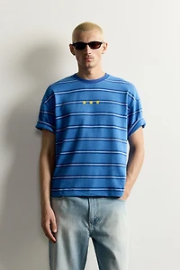 STRIPED JACQUARD EMBROIDERED T-SHIRT