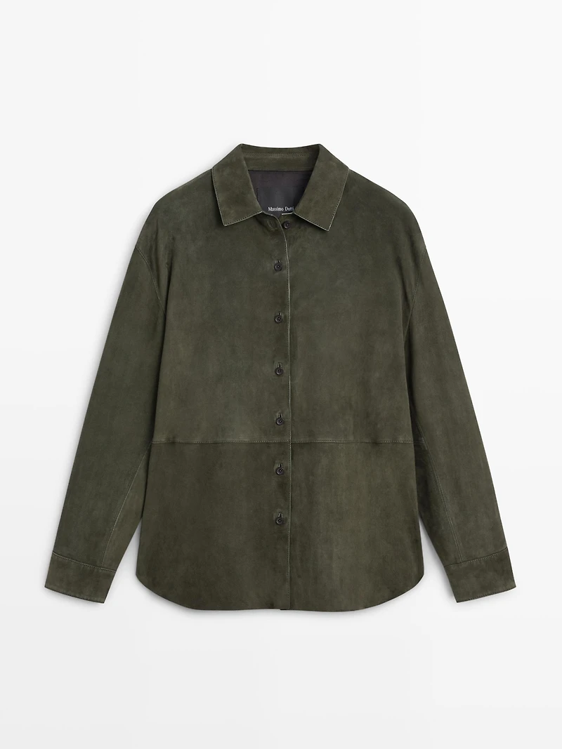 Chemisier coutures en cuir finition daim