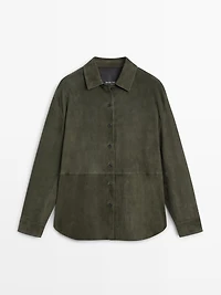 Chemisier coutures en cuir finition daim