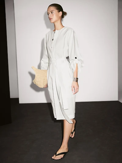 Shirt dress with contrast buttons