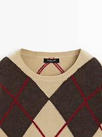Pull à losanges en laine mélangée