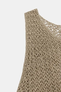 TOP EN MAILLE AJOURÉE 100% LIN