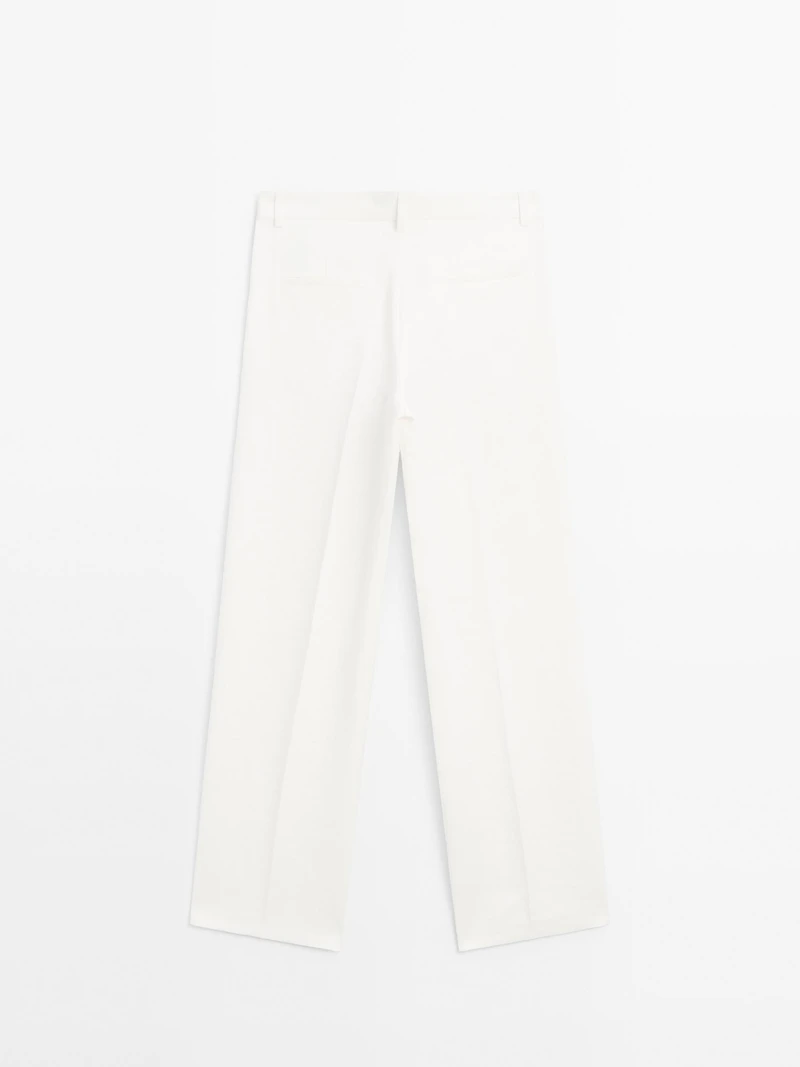 Pantalon de tailleur droit 100 % lin
