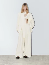 100% linen wide-leg trousers
