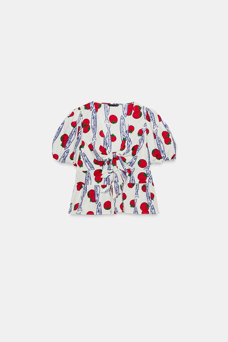 CHEMISE IMPRIMÉE À LACETS