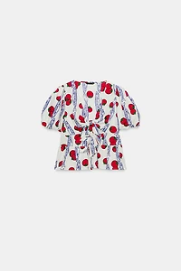 CHEMISE IMPRIMÉE À LACETS