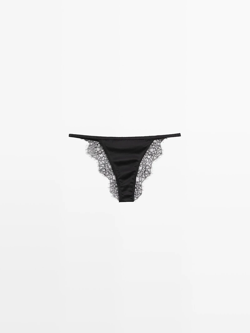 Silk briefs with lace detail
