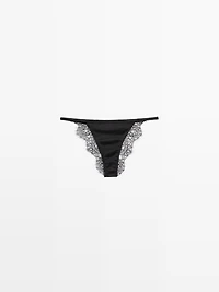 Silk briefs with lace detail