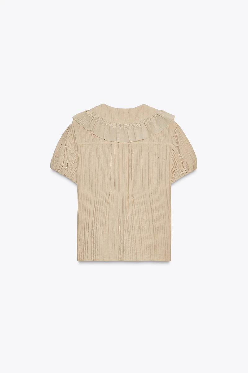 CHEMISE COL CLAUDINE BRODERIES