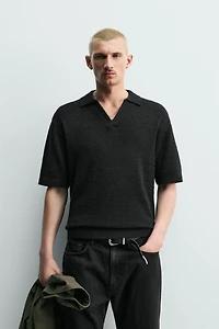 TEXTURED RELAXED FIT KNIT POLO