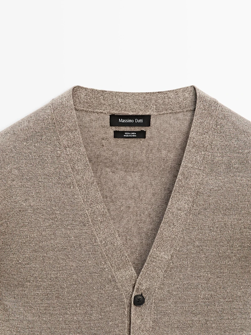 Cardigan en maille de lin à boutons