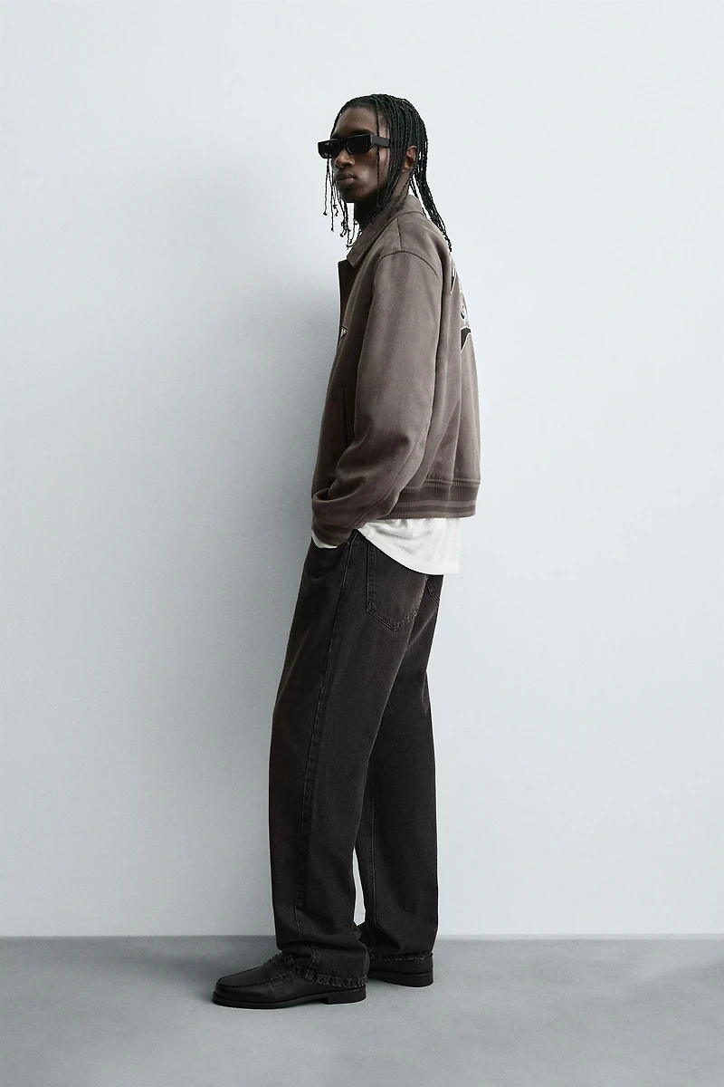 BLOUSON EFFET DAIM PIÈCES ET BRODERIES
