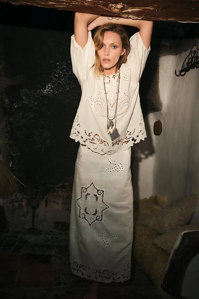 ZW COLLECTION EMBROIDERED EYELET SKIRT
