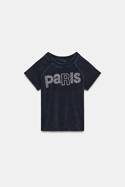 WASHED EFFECT STUDDED T-SHIRT