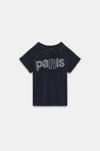 WASHED EFFECT STUDDED T-SHIRT