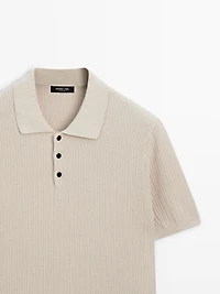 100% cotton textured knit polo sweater