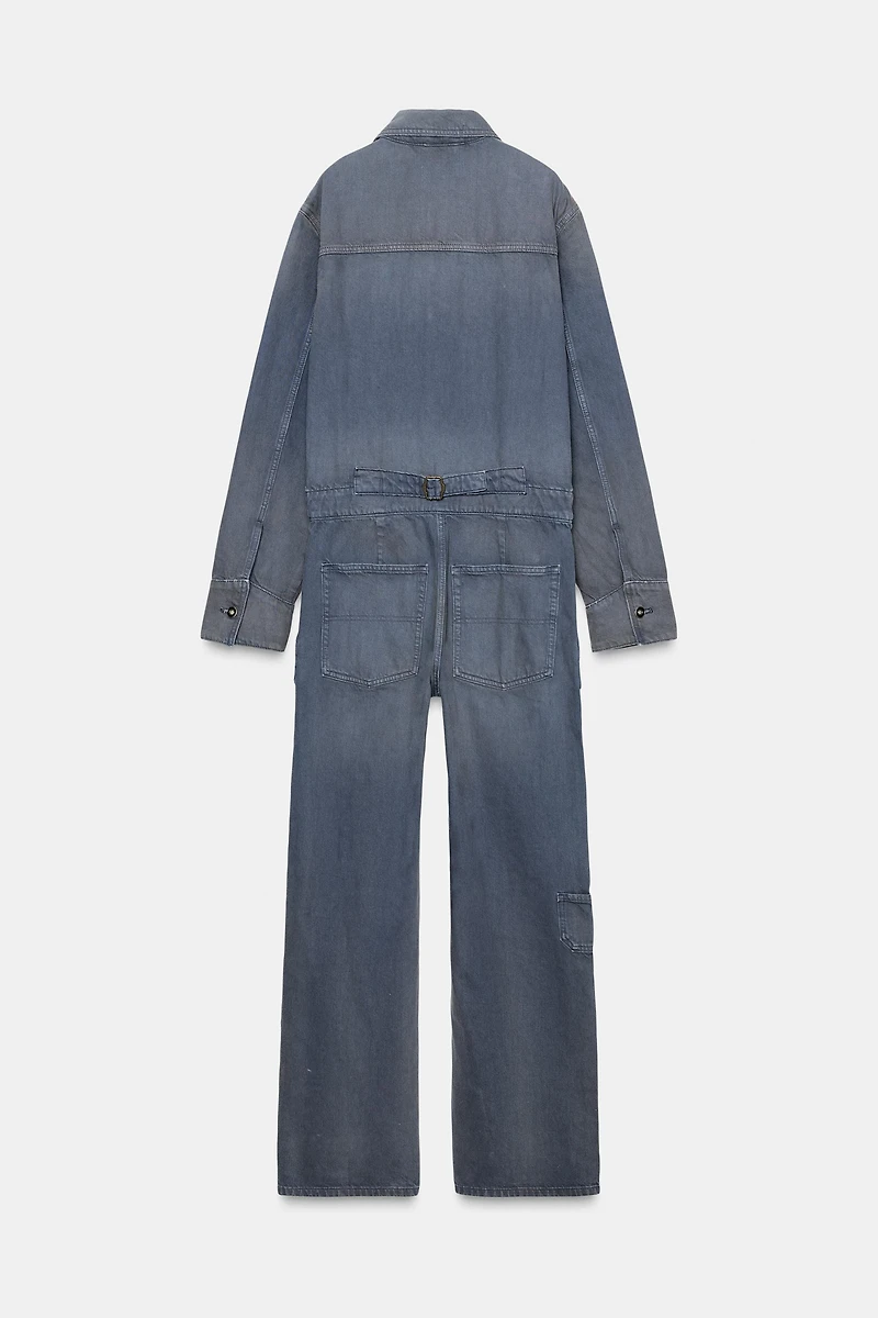TRF WASHED EFFECT DENIM JUMPSUIT