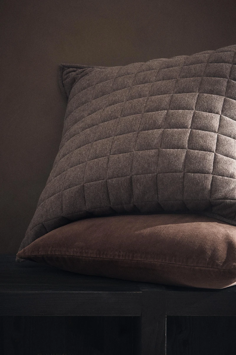 GRAY MARL SWEATER QUILT CUSHION COVER