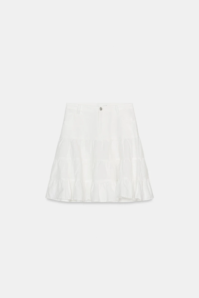 RUFFLED LINEN SKIRT