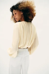 SATIN EFFECT BALLOON BLOUSE