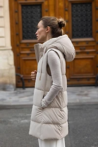 LONG PADDED HOODED VEST