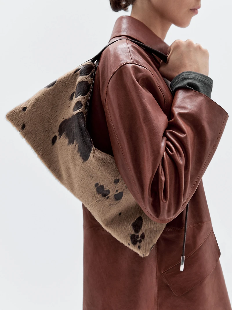 Animal print hair-on leather bag