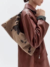 Animal print hair-on leather bag