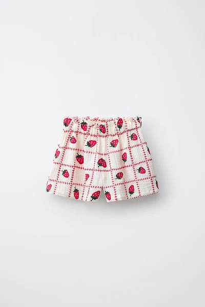BERMUDA TEXTURÉ FRAISES BRODÉES CASA LAWA X ZARA KIDS