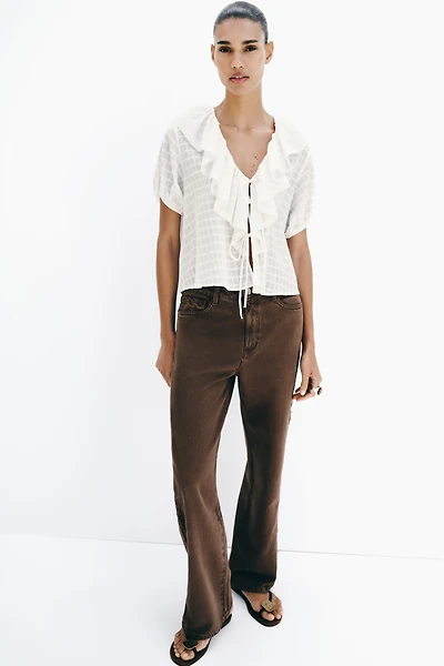 RUFFLED TIE BLOUSE