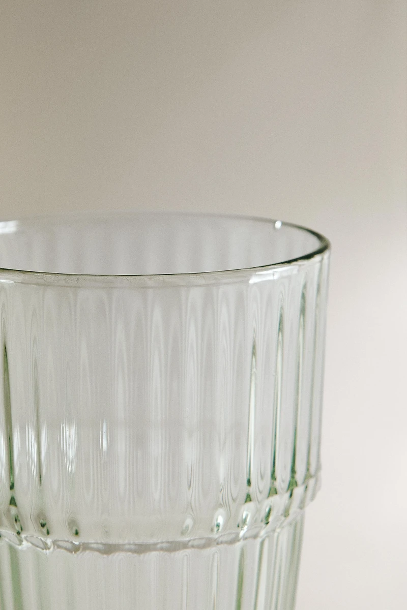 COLORED STRIPED GLASS TUMBLER
