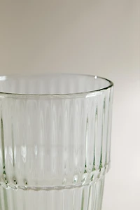 COLORED STRIPED GLASS TUMBLER