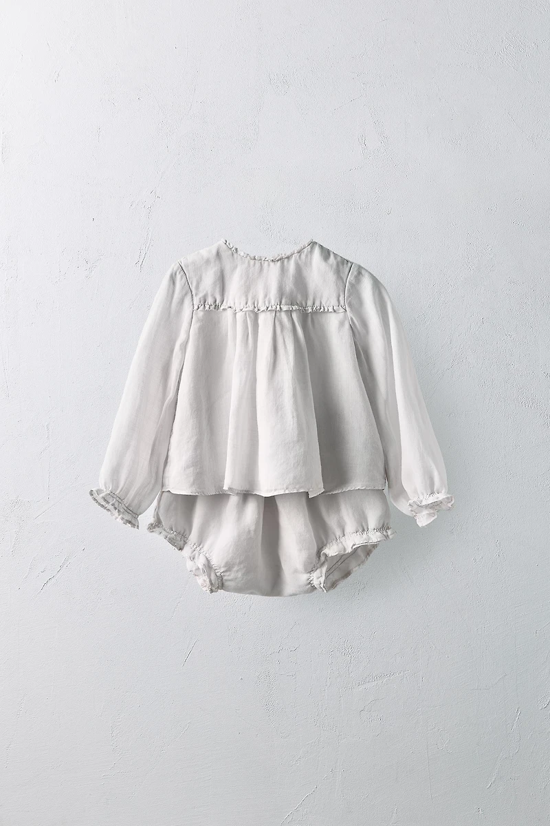 1-24 MOIS/ ENSEMBLE BLOUSE ET CULOTTE 100 % RAMIE ÉDITION LIMITÉE